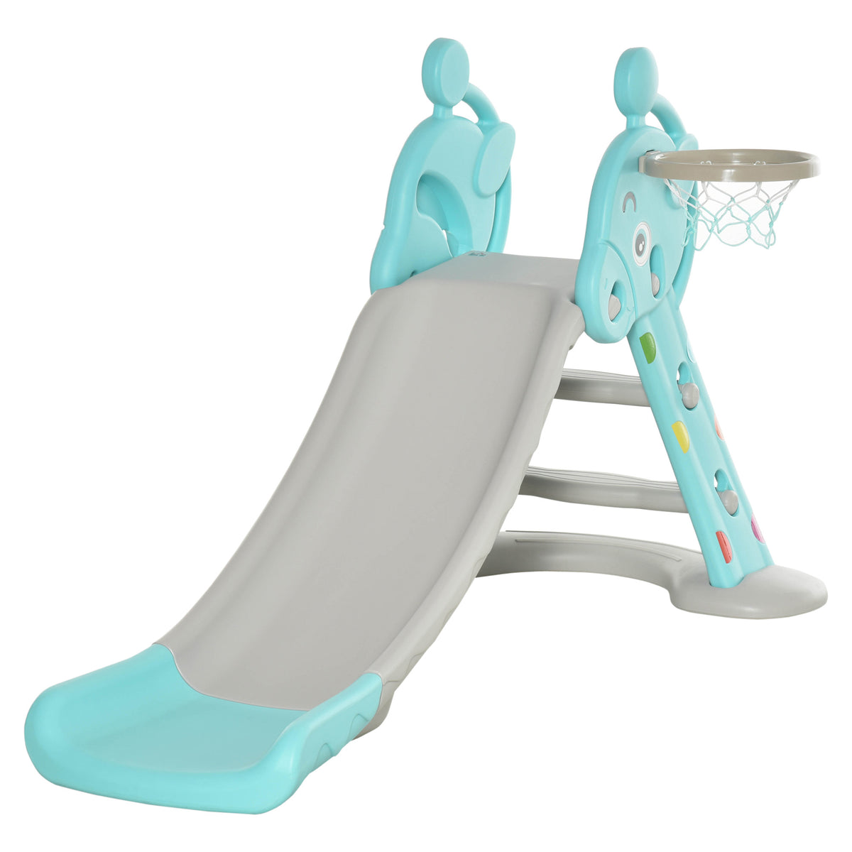 Tobogán Para Niños Homcom Azul Gris 147x82x85,5 Cm Hdpe Y Pp_0