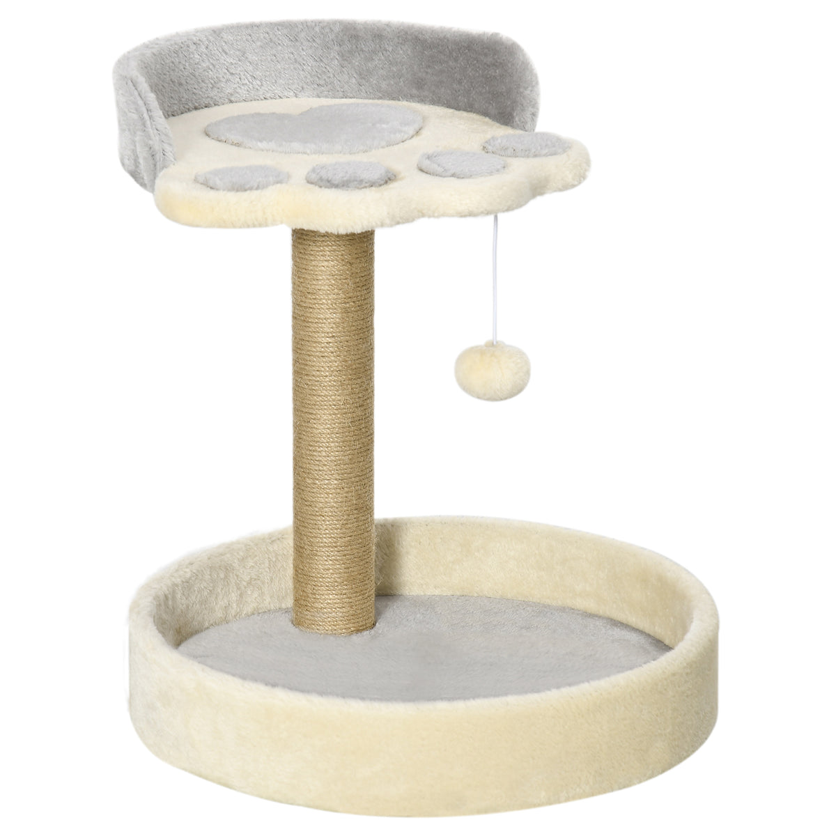 Pawhut Árbol Rascador Para Gatos Altura 44 Cm Con 2 Camas Poste Yute Gris Claro_1