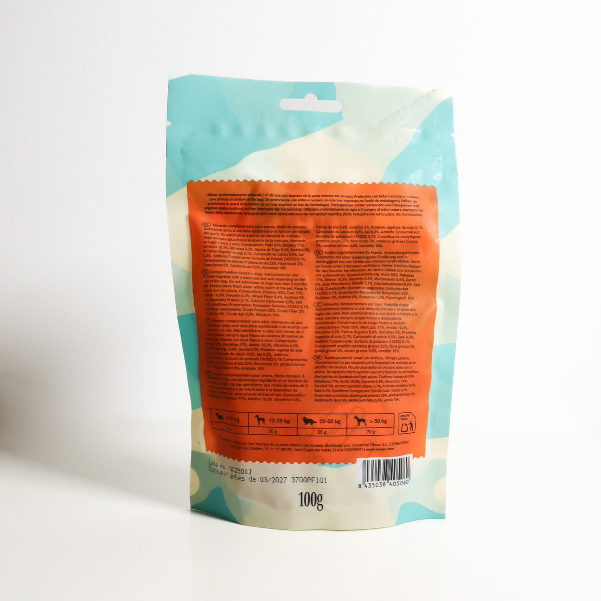 Snack Para Perro En Stick De Bacalao Con Pollo Desecado Wuapu 12x100gr_5