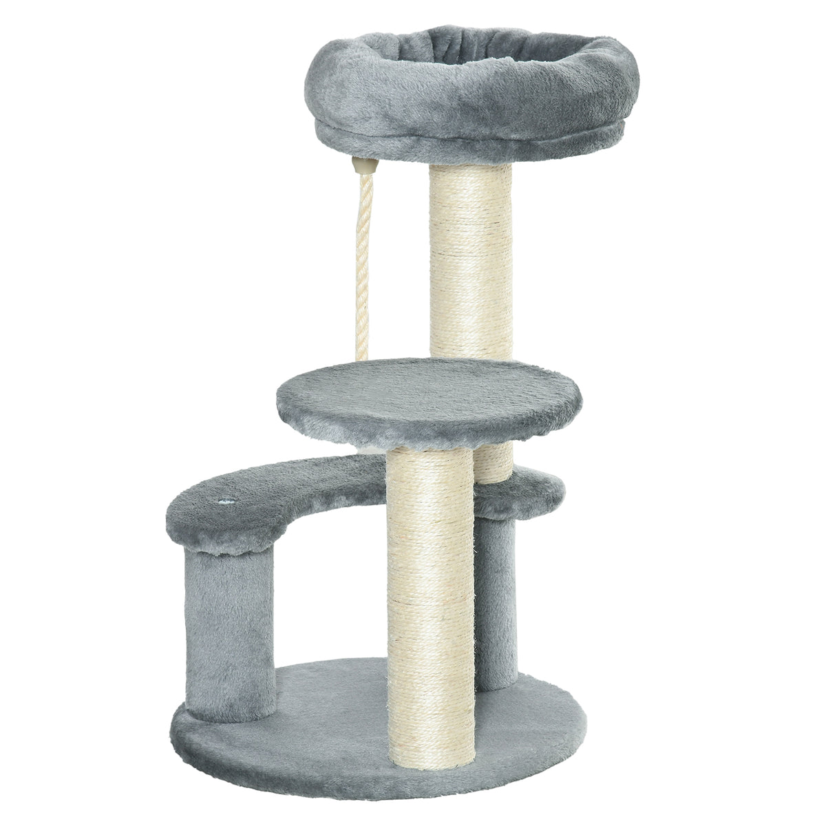 Pawhut Árbol Rascador Para Gatos Con Cama De Felpa Y Postes De Cuerda De Sisal_1
