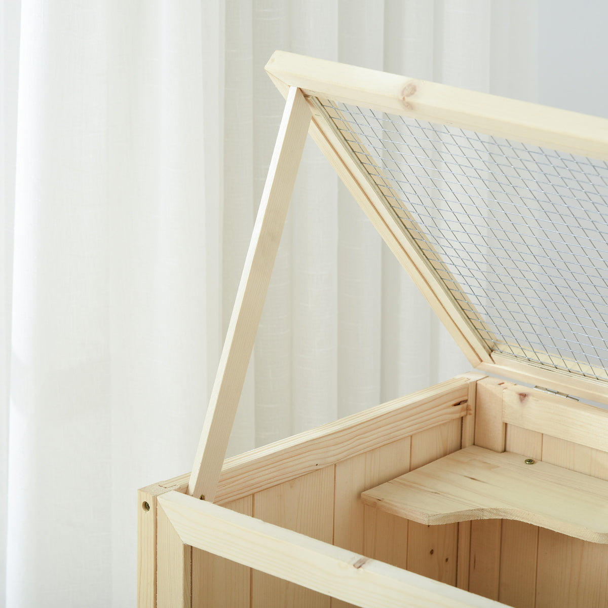 Jaula Para Hámster Pawhut Madera Natural 60x40x80 Cm_4