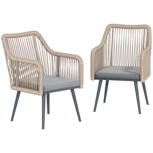 Sillas De Jardín Outsunny Acero, Ratán Pe Gris Claro 65x54x80 Cm_0