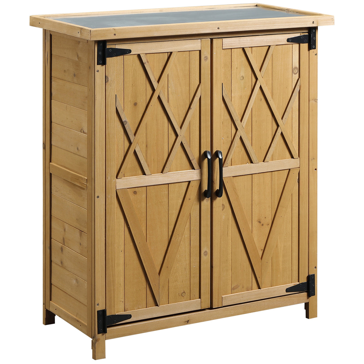 Caseta Jardín De Madera Para Herramientas Outsunny 75x40x90 Cm Natural_0