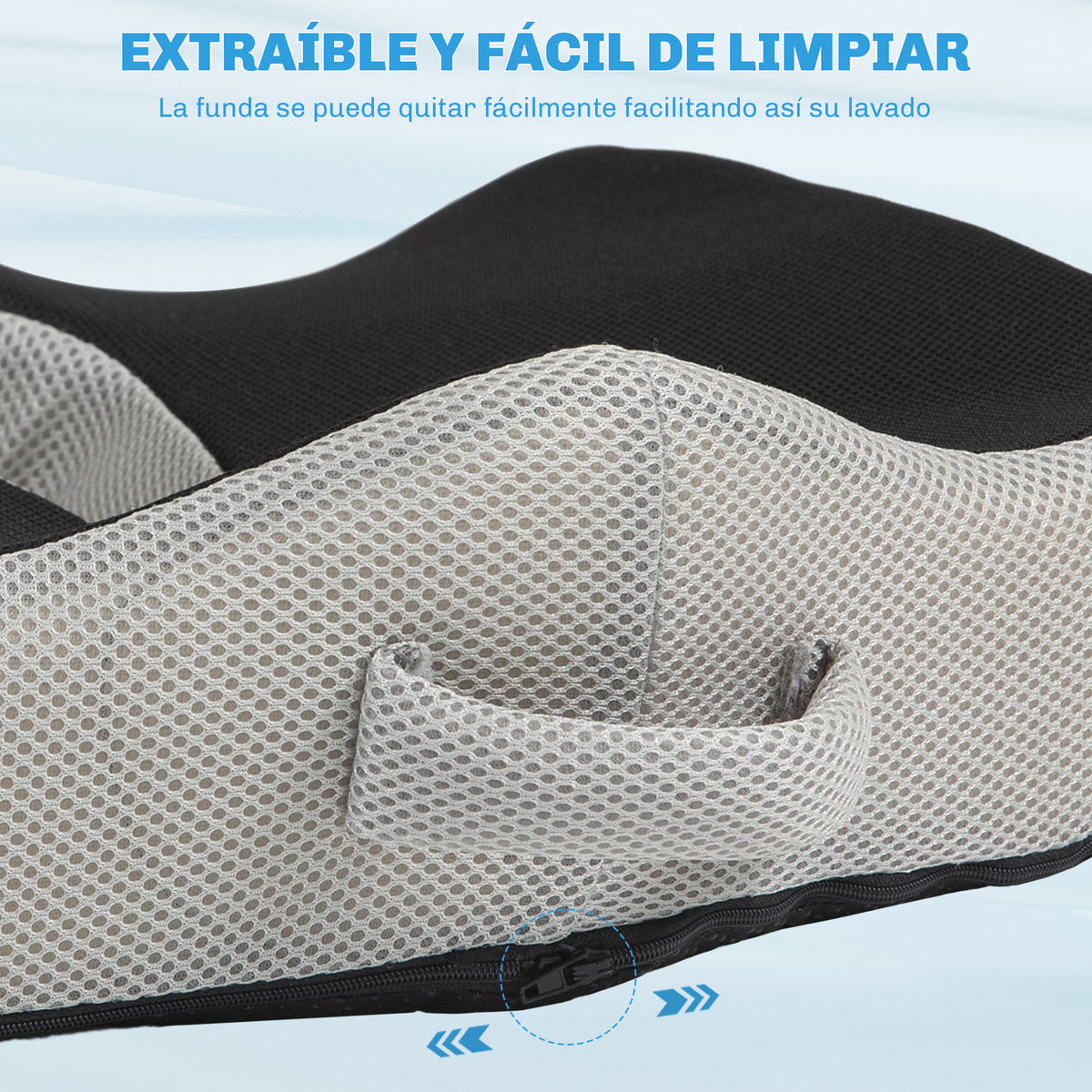 Cojín De Asiento Homcom Malla, Espuma Viscoelástica Negro 44x39x13 Cm_5