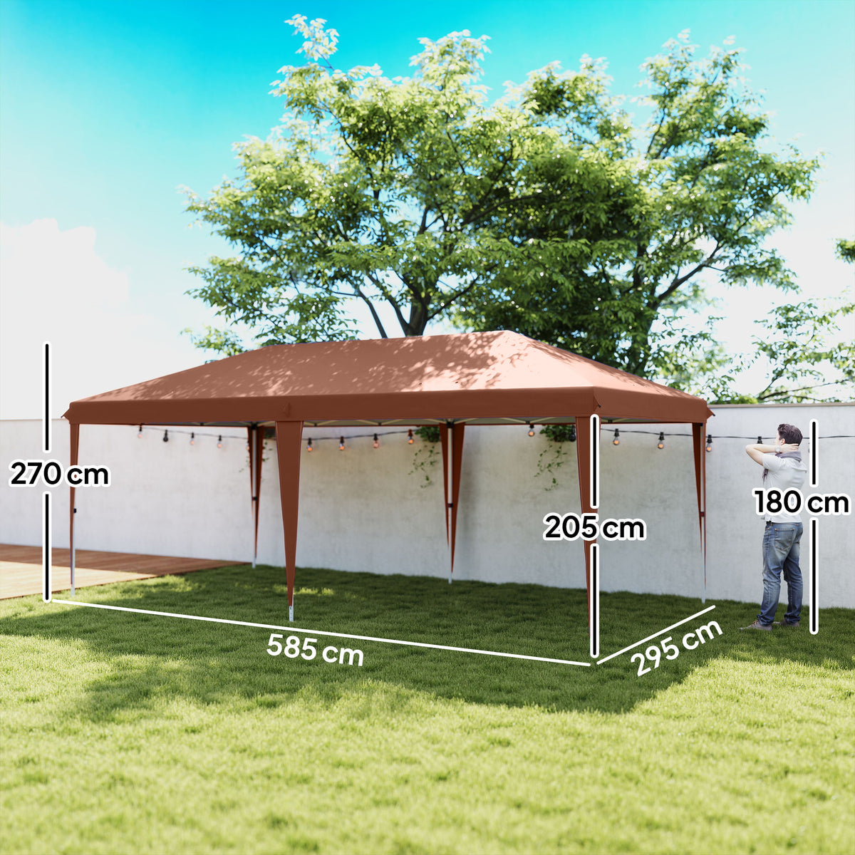Carpa Plegable Outsunny Acero, Tela Oxford Café 585x295x270 Cm_2