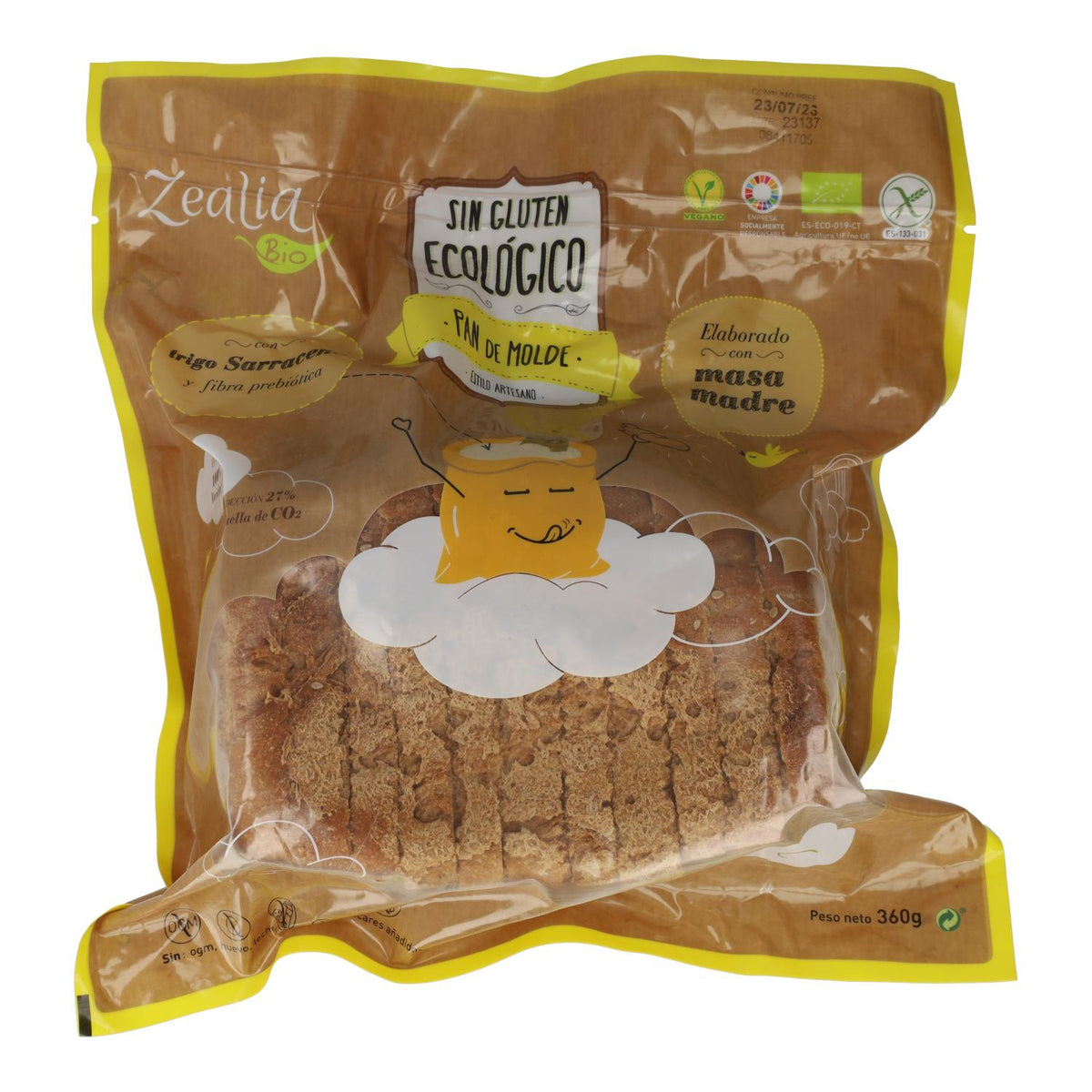 Pan de Molde BIO Sin Gluten Zealia, 360 g