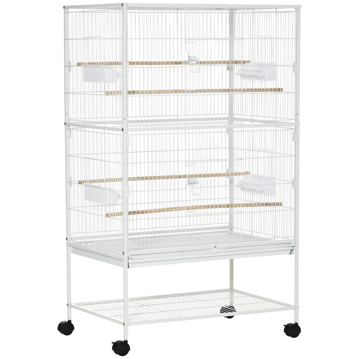 Jaula Para Pájaros Pawhut Acero, Madera Miscelánea Blanco 78x52x132 Cm_0