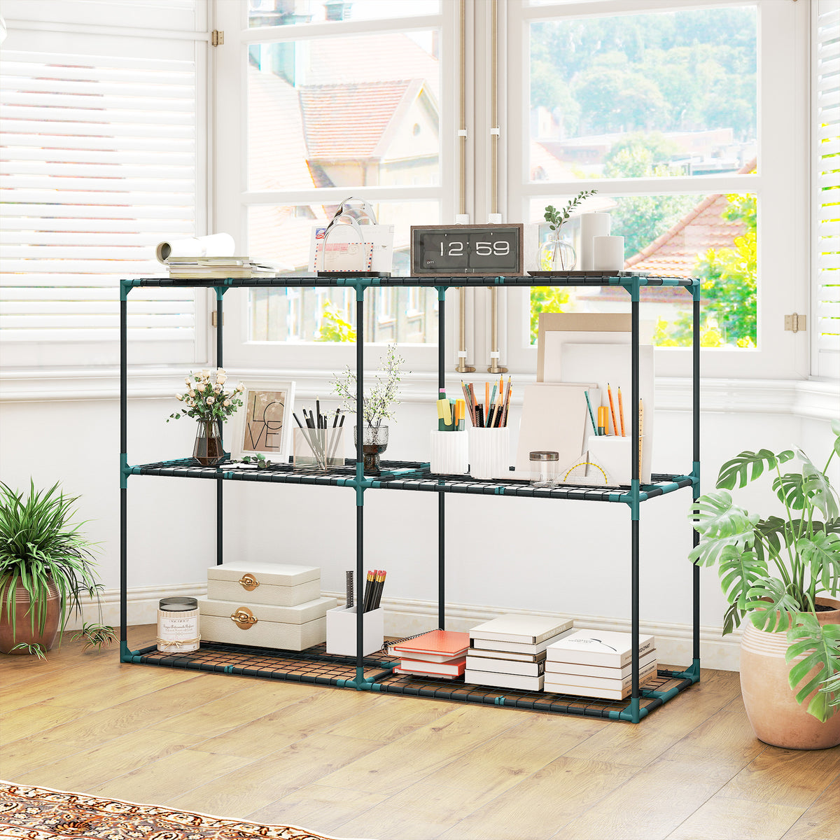 Soporte Para Plantas Outsunny Acero, Plástico Verde Oscuro 143x48x100 Cm_3