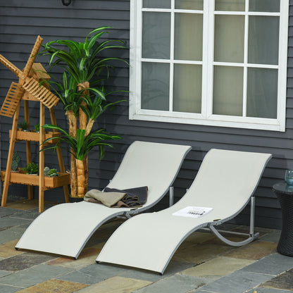 2 Tumbonas Plegables De Jardín Aluminio Outsunny 165x61x63 Cm Beige_1