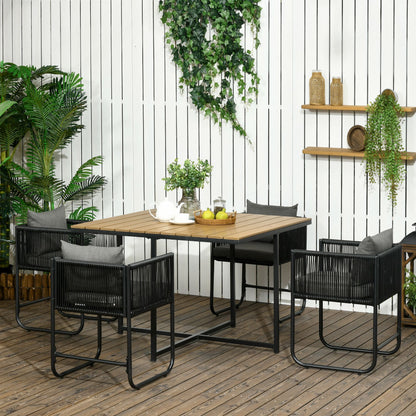 Muebles De Jardín Outsunny Metal, Pe Negro Y Natural 110x110x75 Cm_1