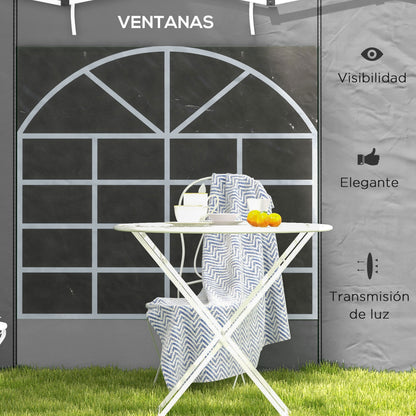 Paredes Laterales Carpa Outsunny Tela Oxford Gris Claro 295x195 Cm_5