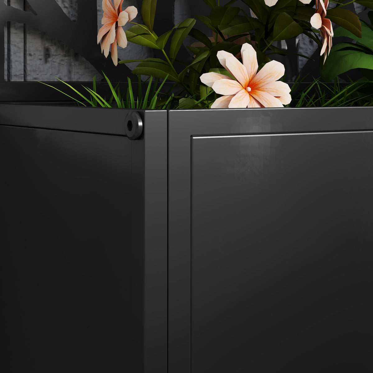 Outsunny Jardinera Exterior Grande De Metal Con Pantalla De Privacidad Negro_4