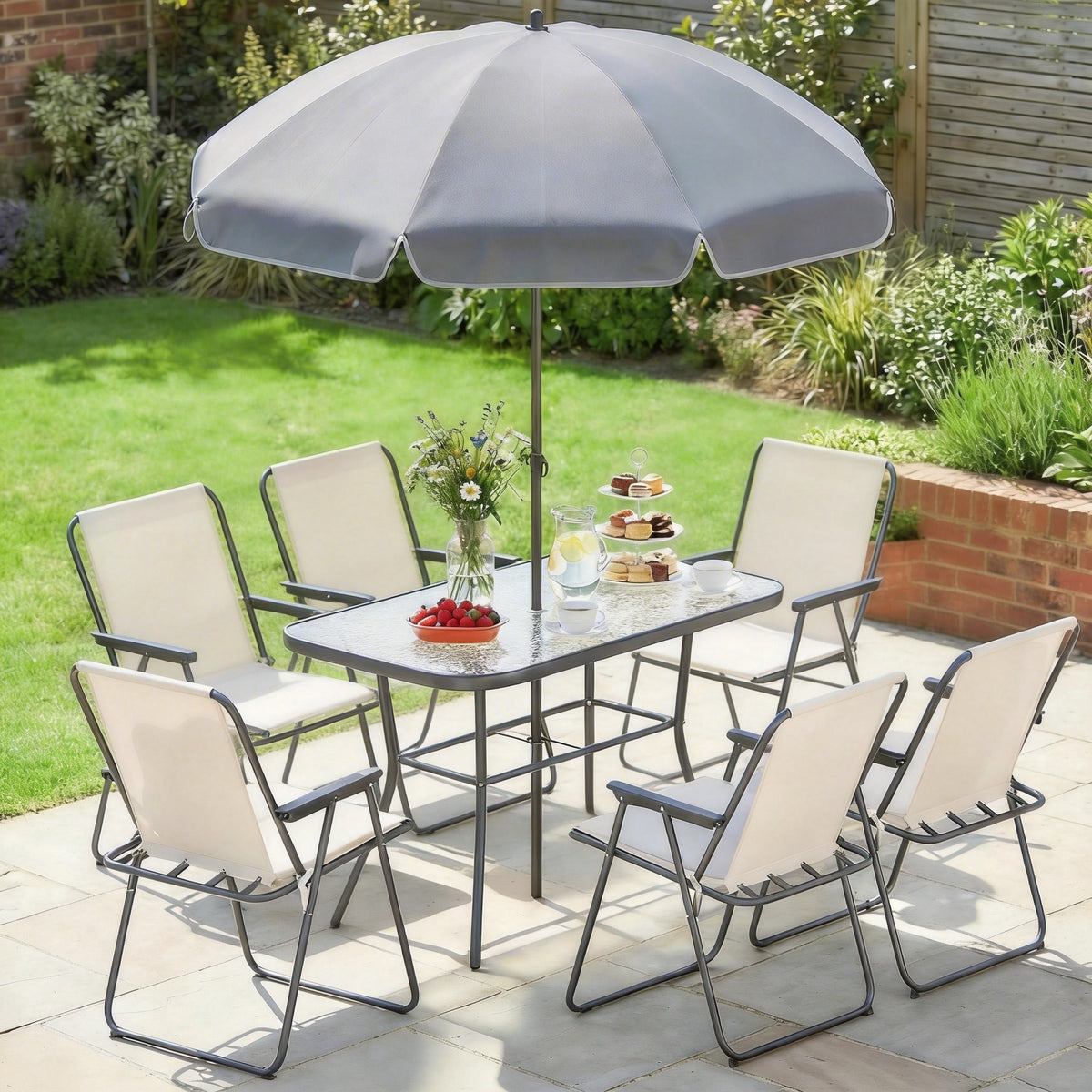 Conjunto De Jardín Outsunny Acero, Textilene Crema 119x68x70 Cm_3