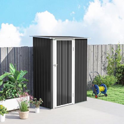 Caseta De Jardín Acero 1,07 M² Con Puerta Outsunny 142x84x189 Cm Gris_4