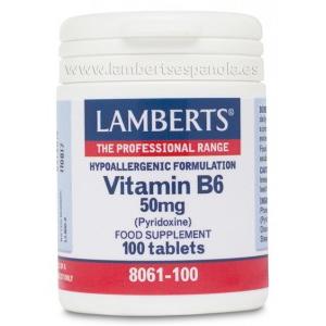 Vitamina B6 100 tabletas de 50mg, Lamberts