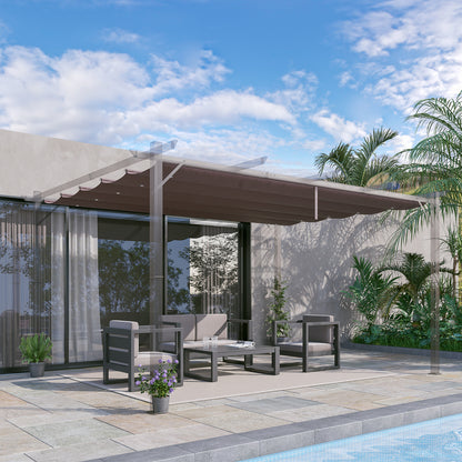 Cubierta Para Pérgola Toldo Retráctil Outsunny 350x250 Cm Café_1
