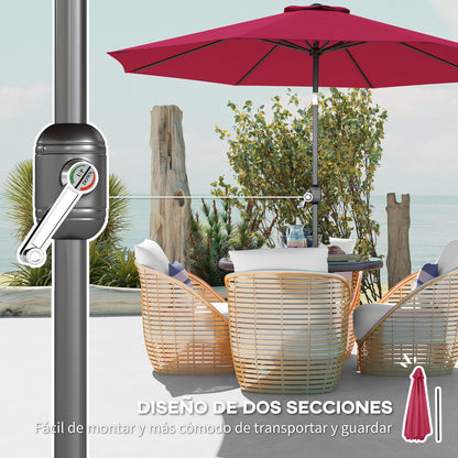 Sombrilla De Jardín Con Inclinación Outsunny Ø295x250 Cm Vino Tinto_5