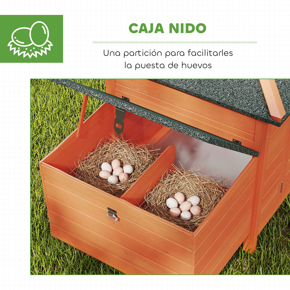 Gallinero Pawhut Madera De Pino, Metal Naranja 196x76x97 Cm_5