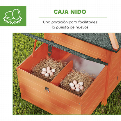 Gallinero Pawhut Madera De Pino, Metal Naranja 196x76x97 Cm_5
