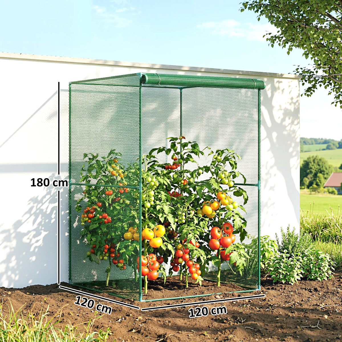 Jaula De Cultivo Con Puerta Enrollable Outsunny 120x120x180 Cm Verde_2