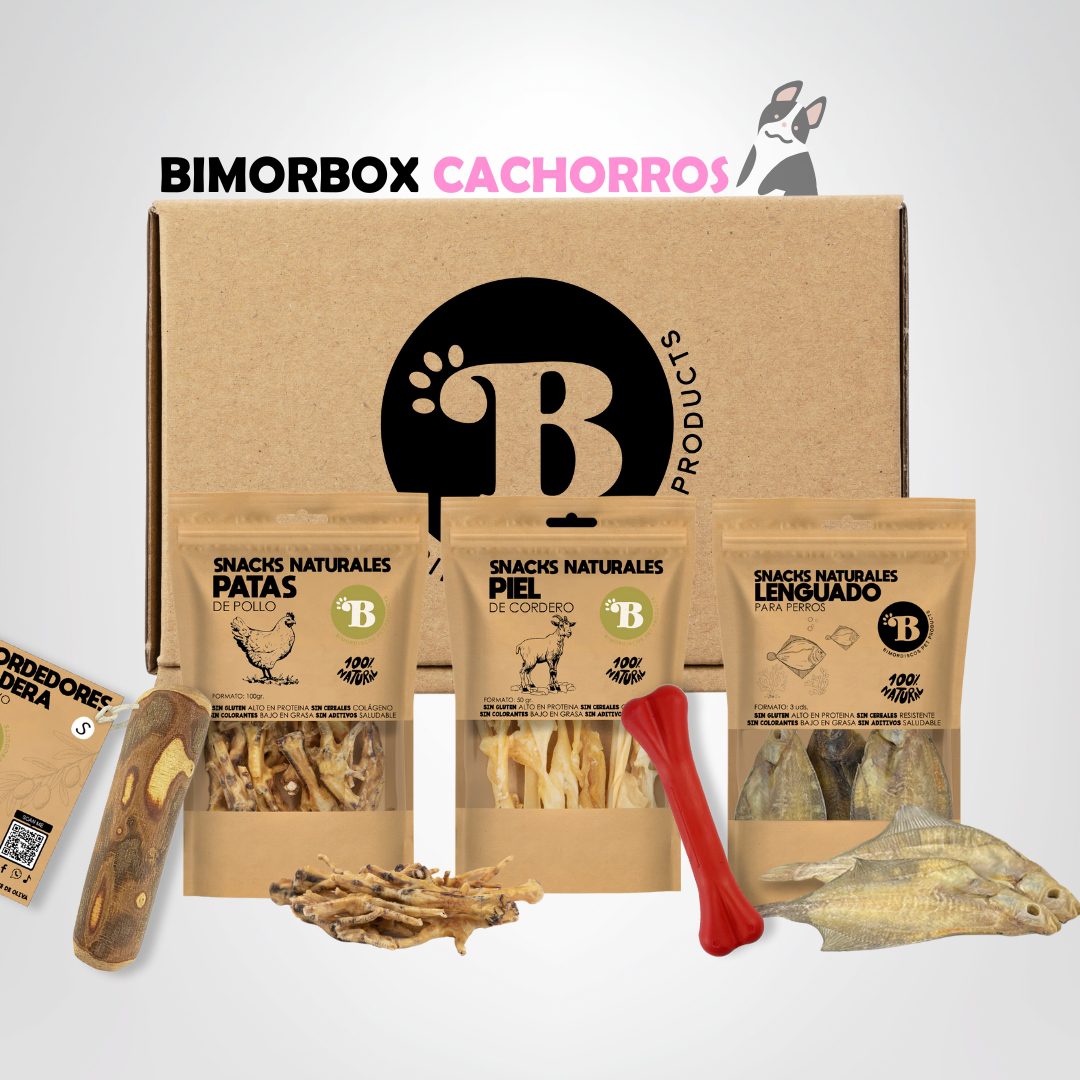 Bimorbox Cachorros Pequeños – Pack Ahorro Con Juguete, Mordedor De Olivo Y Snacks Sin Aditivos_0