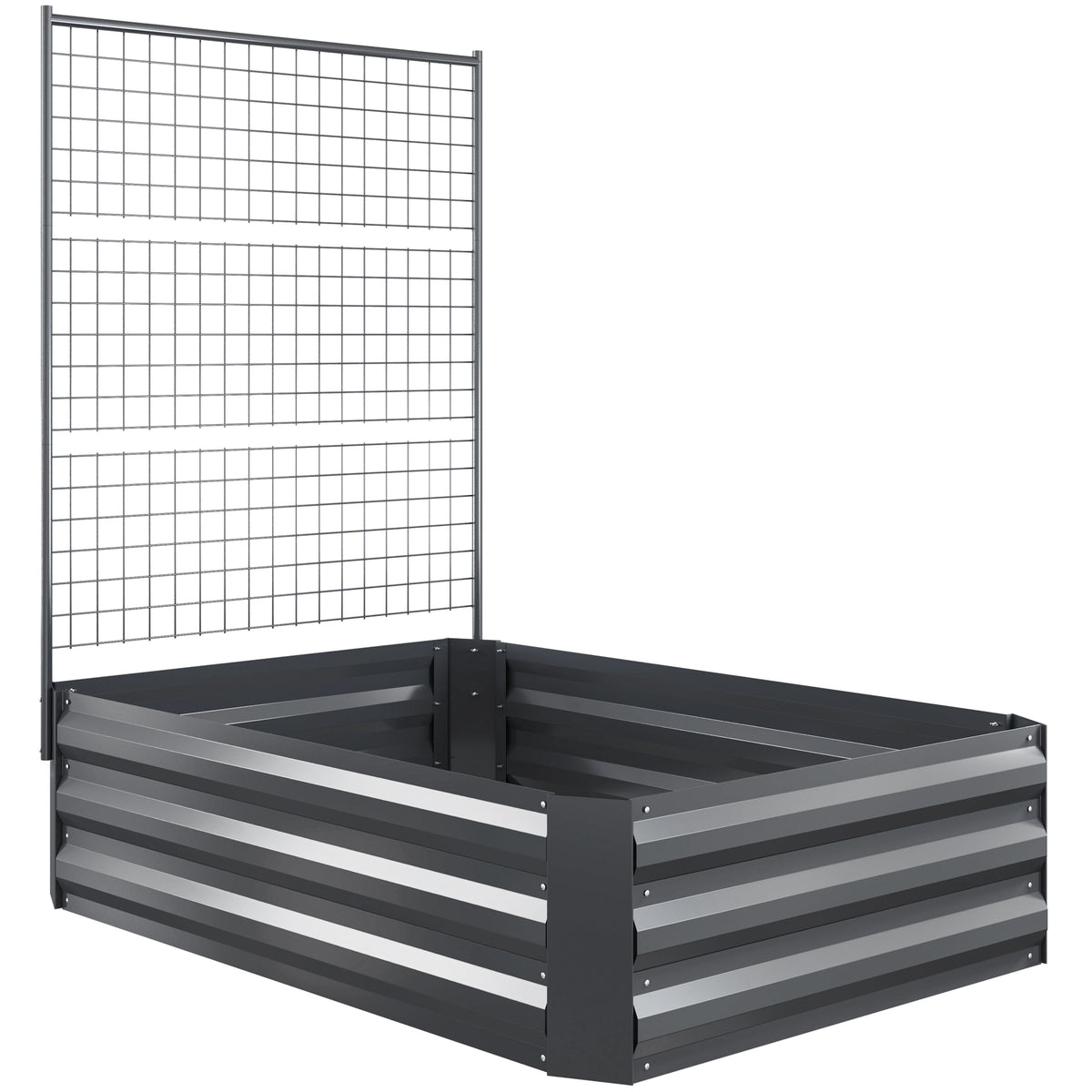Jardinera Con Celosía Outsunny Acero Galvanizado Gris Oscuro 80x115x125 Cm_0
