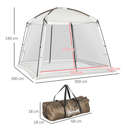 Carpa De Jardín Para 6-8 Personas Outsunny 300x300x240 Cm Blanco_2