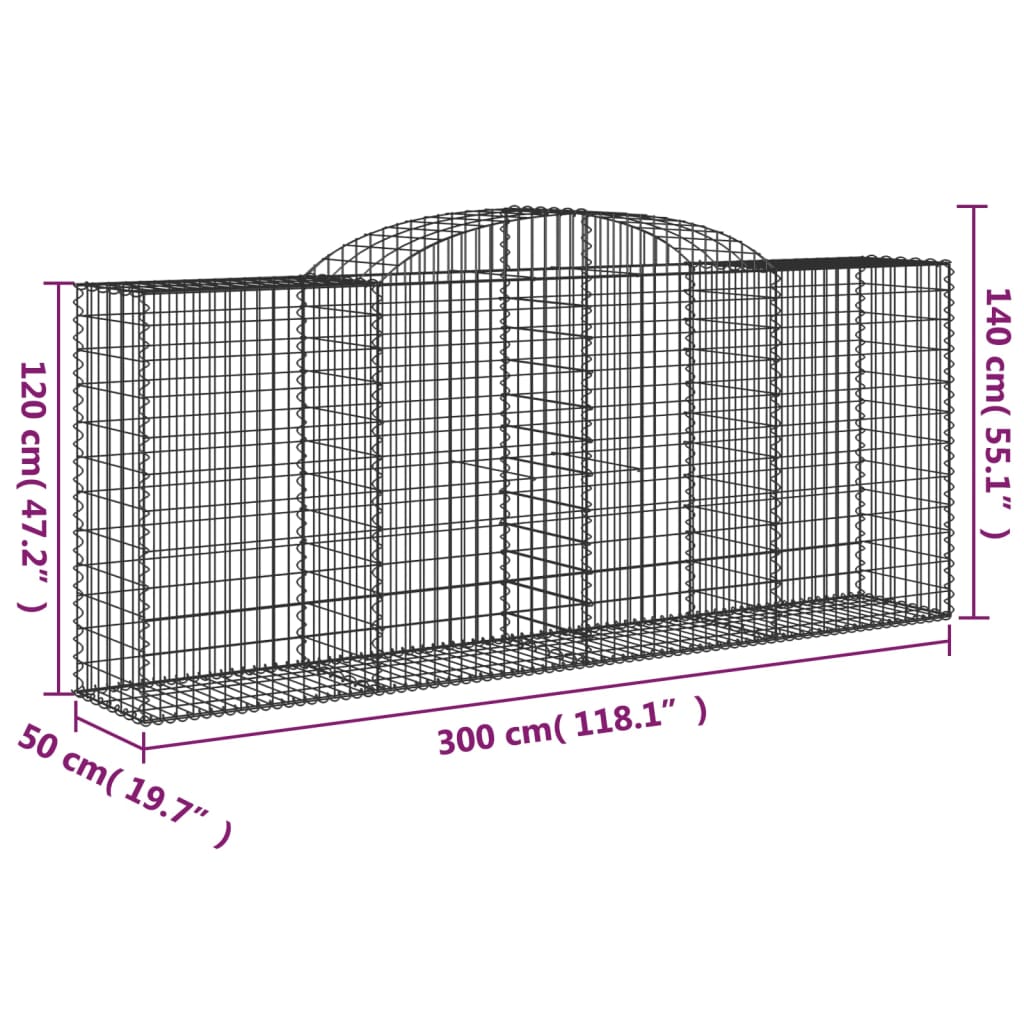 Cestas De Gaviones 6 Uds Forma De Arco Hierro 300x50x120/140 Cm_5