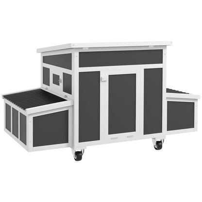 Gallinero Pawhut Madera De Abeto, Plástico Gris Oscuro 147x93.5x89.5 Cm_0