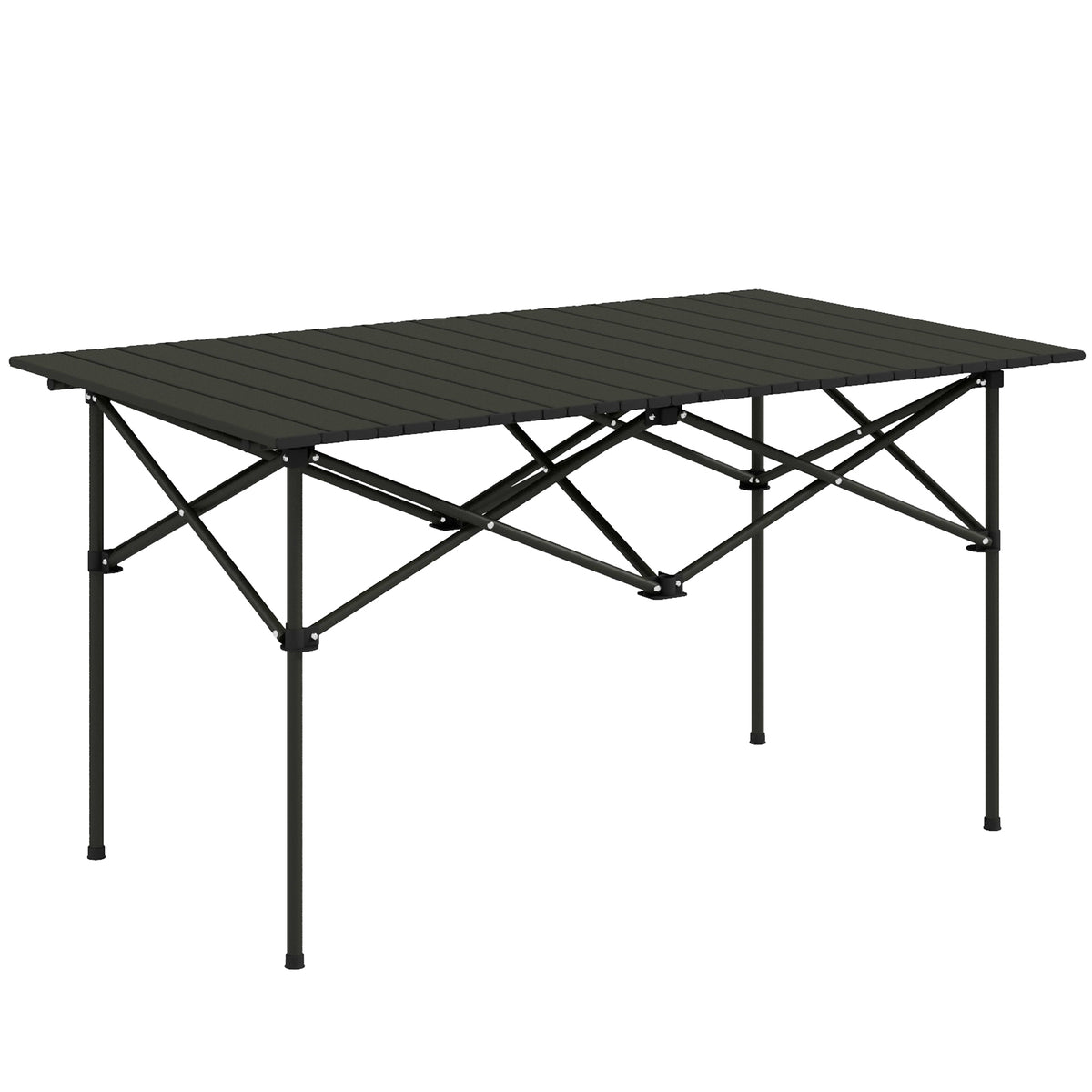 Mesa De Camping Outsunny Metal Negro 95x55x50 Cm_0