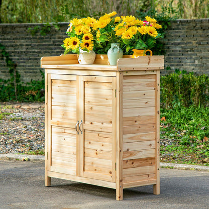 Armario De Almacenaje Outsunny Madera De Abeto Madera Natural 83x40x92 Cm_1
