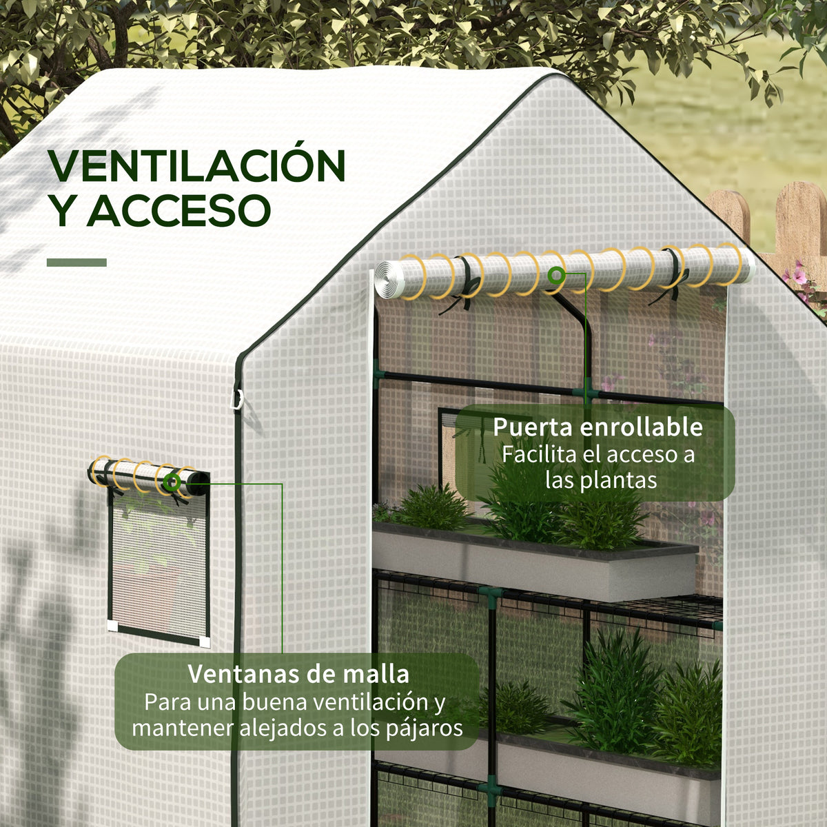 Cubierta De Invernadero Outsunny Pe Blanco 140x143x190 Cm 845-945v00wt_5