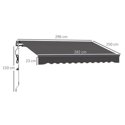 Toldo Eléctrico Retráctil Outsunny Aluminio, Poliéster Gris Oscuro 296x250x150 Cm_2