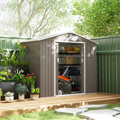 Caseta De Jardín Con 2 Puertas Correderas Outsunny Gris 213x130x185 Cm_4