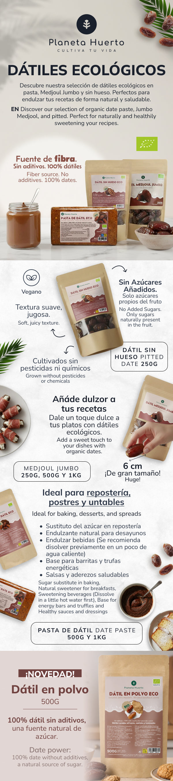 Dátil en polvo Planeta Huerto 500 g