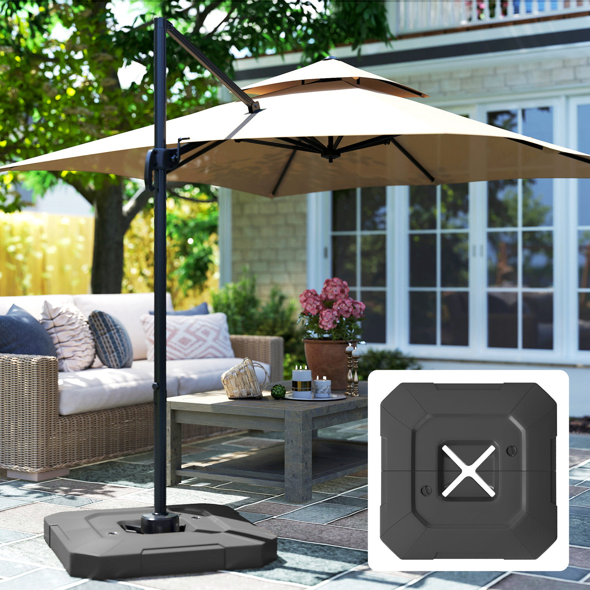 Base Para Sombrilla Outsunny Hdpe Negro 101x101x12 Cm_4