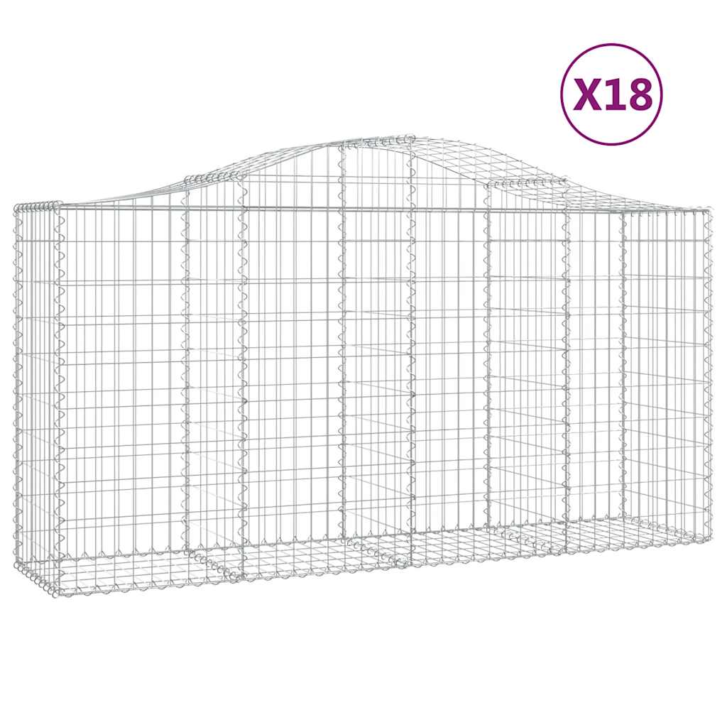 Cestas De Gaviones 18 Uds Forma De Arco Hierro 200x50x100/120cm_0