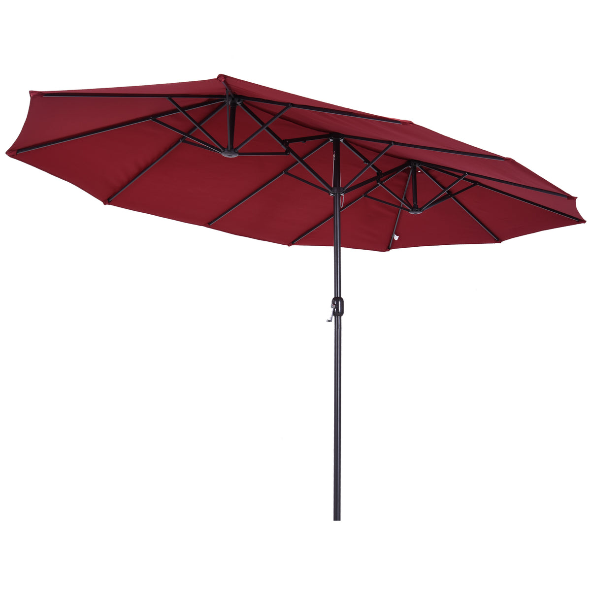 Sombrilla Doble Outsunny Tela De Poliéster, Acero Rojo 455x265x238 Cm_3