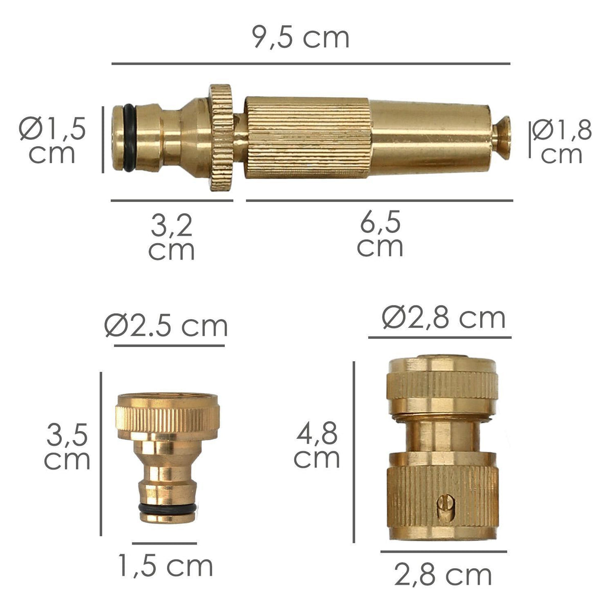 Set Riego 4 Piezas Para Mangueras 1/2" Fabricado En Laton,_1