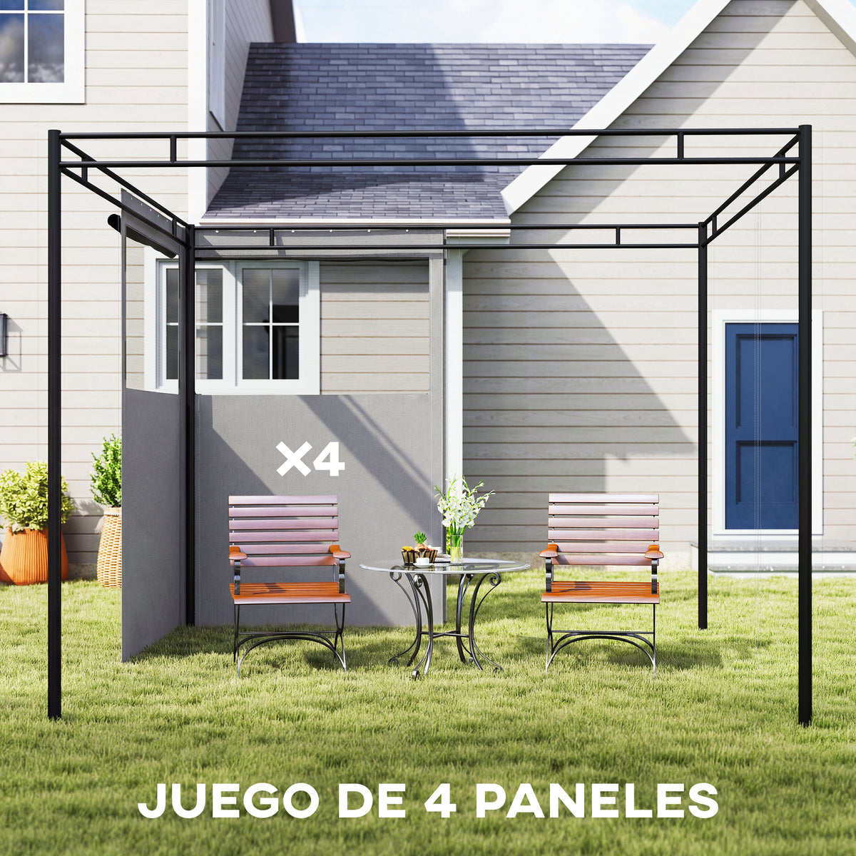 Laterales Para Carpa Outsunny Poliéster Gris Claro 300x198 Cm_3