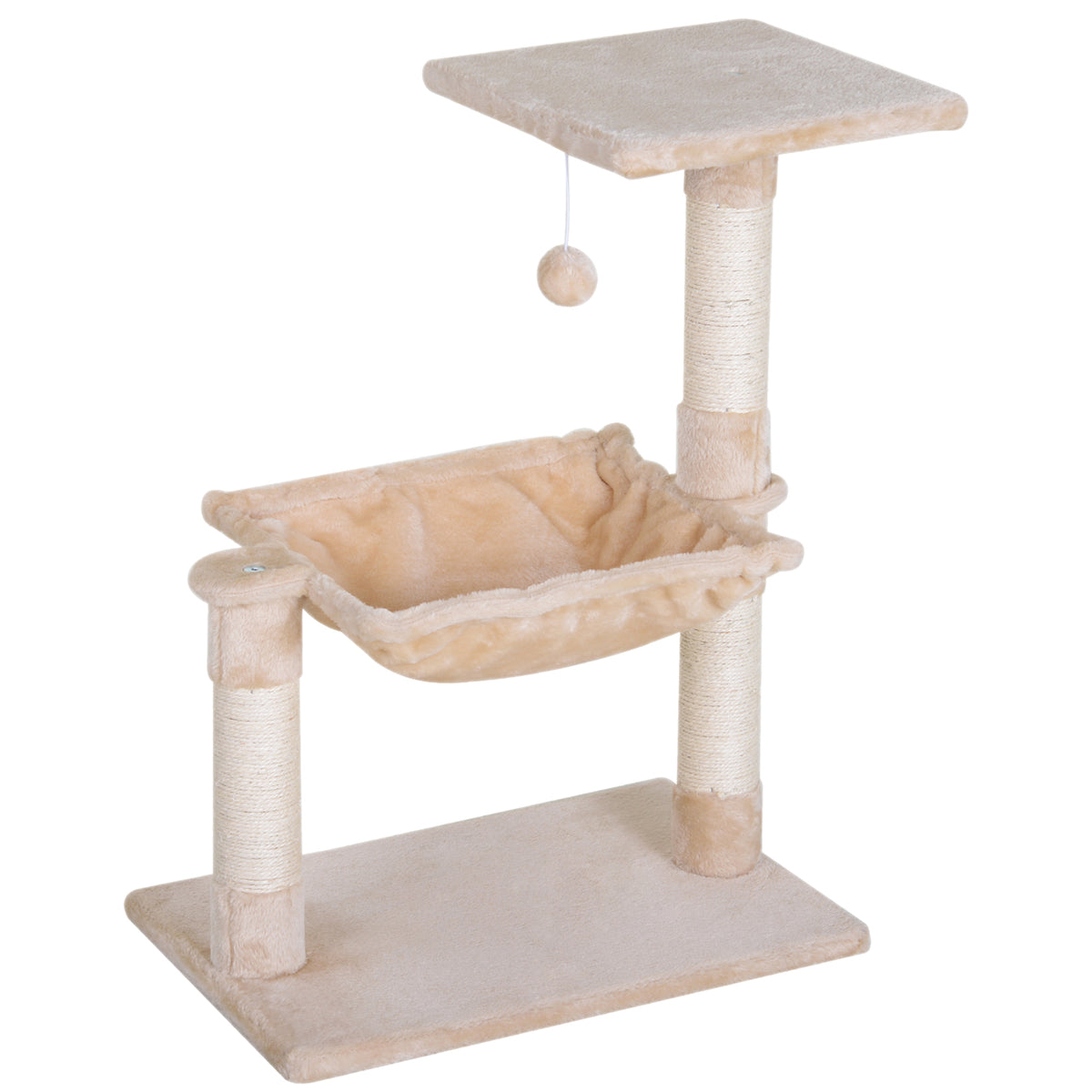 Pawhut Rascador Árbol Gatos Centro Actividad Plataforma Caseta Sisal Natural_0