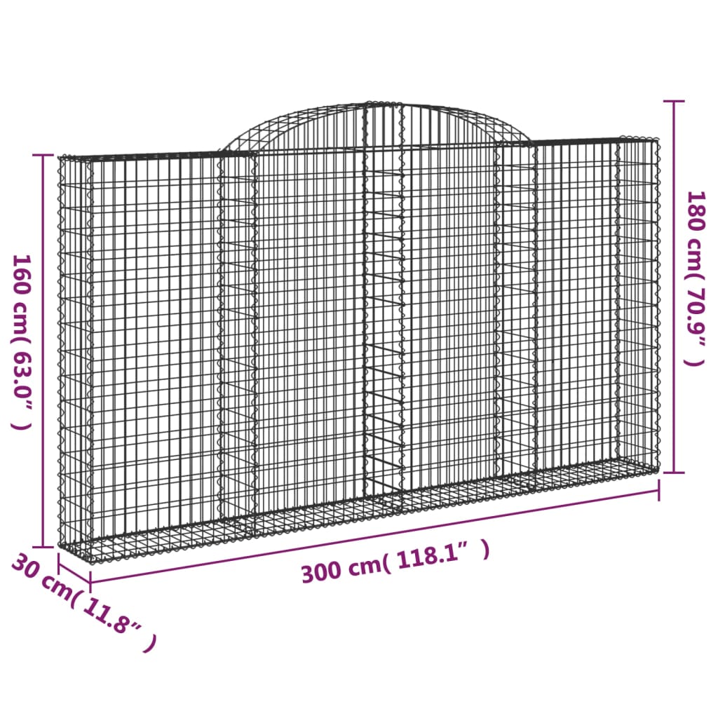 Cestas De Gaviones 5 Uds Forma De Arco Hierro 300x30x160/180 Cm_5