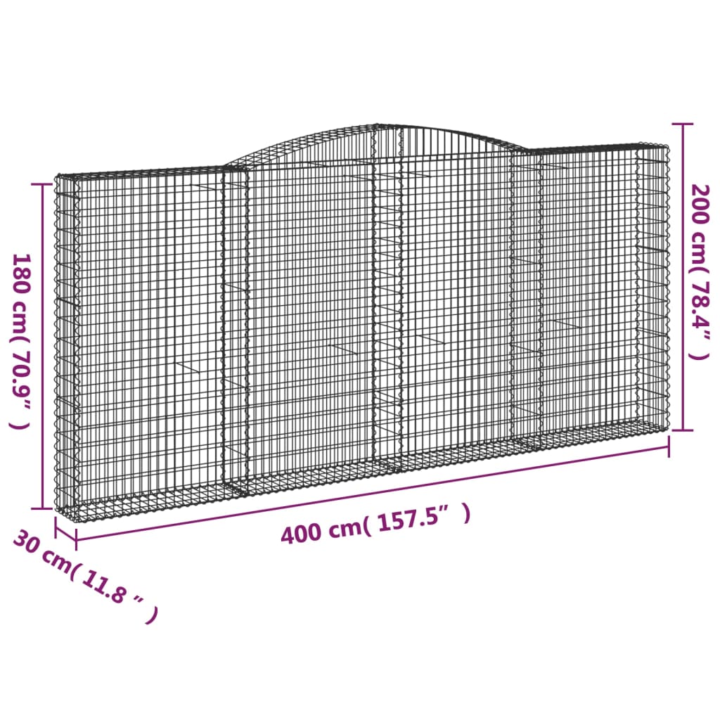 Cestas De Gaviones 10 Uds Forma De Arco Hierro 400x30x180/200cm_5