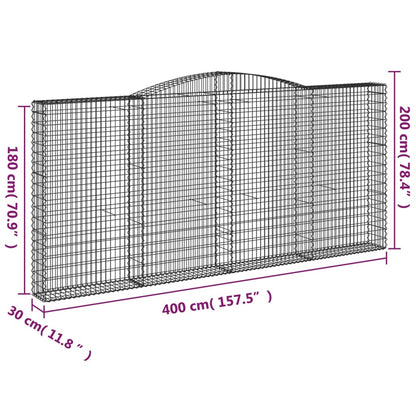 Cestas De Gaviones 8 Uds Forma De Arco Hierro 400x30x180/200 Cm_5