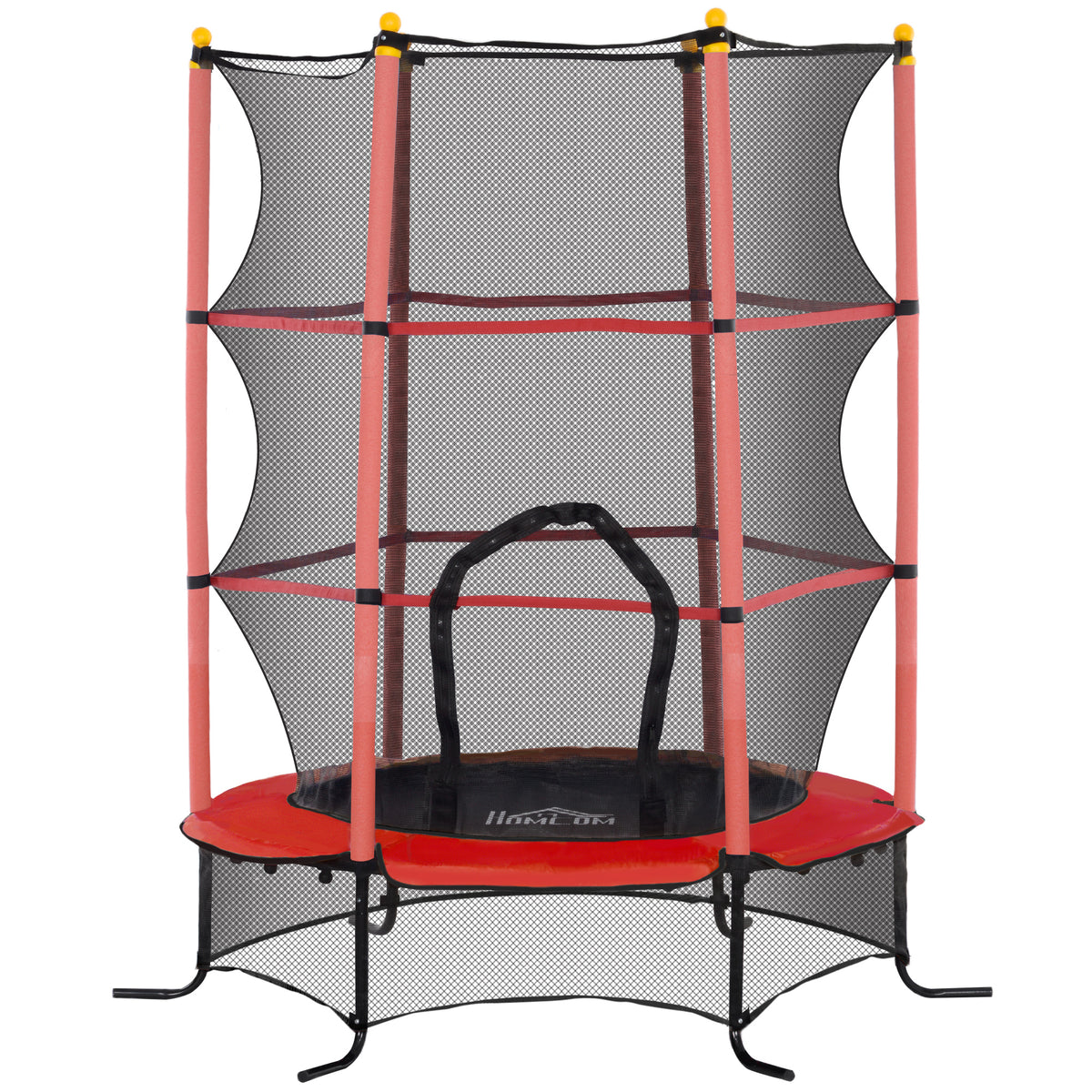 Cama Elástica Infantil Homcom Acero, Pp Rojo Y Negro 163x163x190 Cm_0