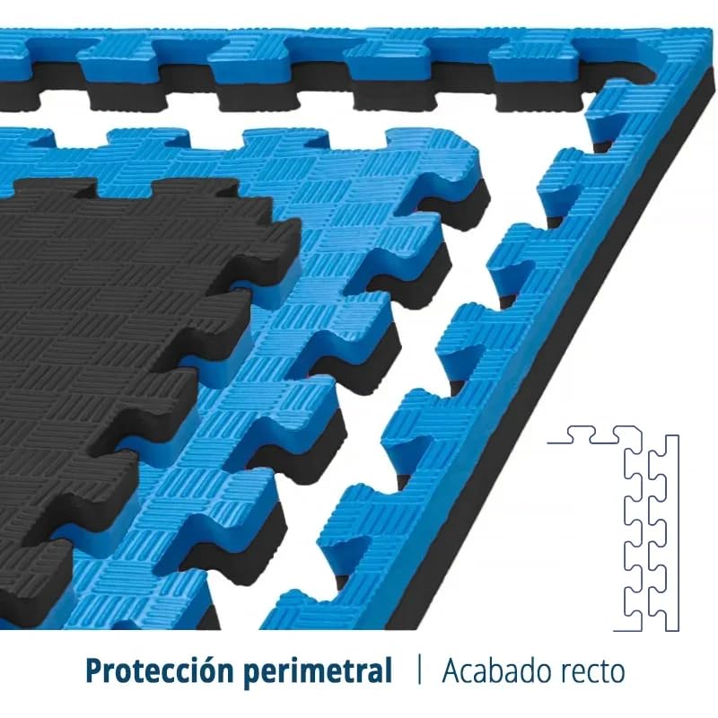 Artatami® Tatami Puzzle 1x1x20 mm Negro - Azul Pack Ahorro【30 Unidades】Gimnasios - Fitness - Pilates - Yoga_2