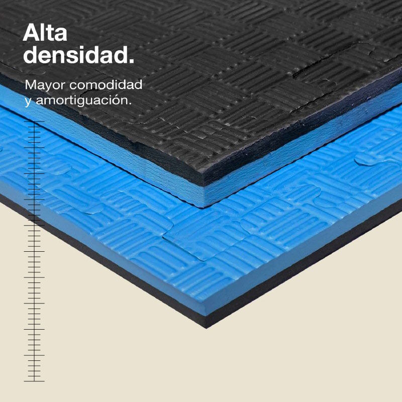 Tatami Puzzle 2,5cm 100x100cm – Superficie 5 Líneas Negro/azul Jowy_1