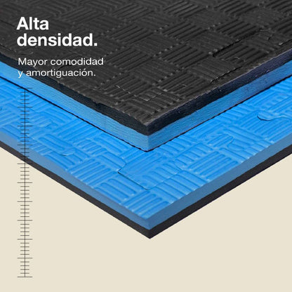 Tatami Puzzle 2,5cm 100x100cm – Superficie 5 Líneas Negro/azul Jowy_1