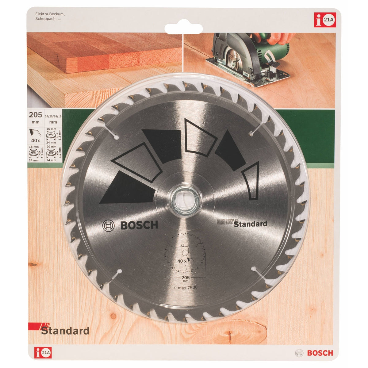 Disco estándar Bosch para sierra circular 205 x 16/18/20/24 mm 40 dientes