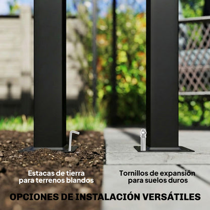 Pérgola De Jardín Outsunny Metal, Poliéster Gris Oscuro 588x297x230 Cm_5